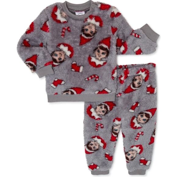 NEW Elf on the Shelf Sherpa Fleece Christmas Pajamas Set 4t - Picture 1 of 4